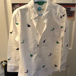 Mini Boden 6/7 boys button up Dinosaurs never use